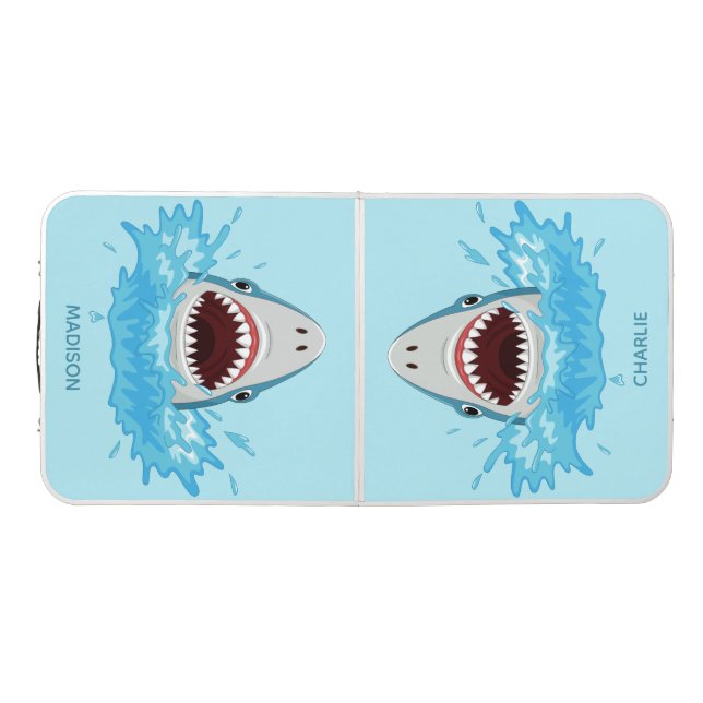 Funny Shark custom names Beer Pong Table (Top)