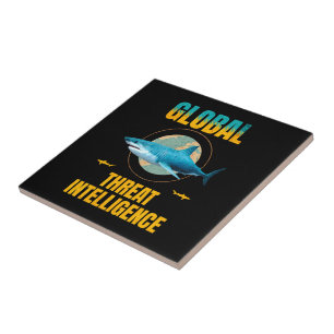 Funny Shark Cyber Security Expert Ceramic Tile