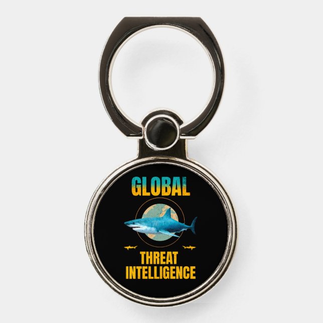 Funny Shark Cyber Security Expert Phone Ring Stand (Front)
