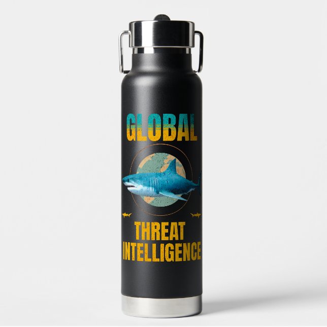 Funny Shark Cyber Security Expert Water Bottle (Front)