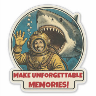 Funny Shark Diver Vintage Comic Unforgettable Sticker
