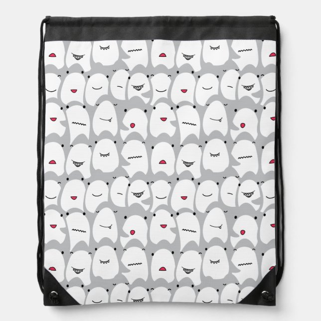 Funny Shark Drawstring Backpack (Front)