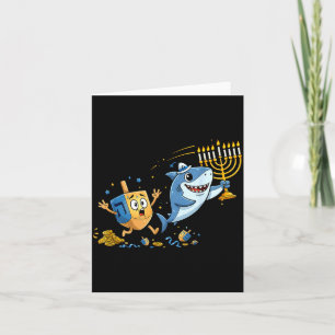 Funny Shark Dreidel Menorah Hanukkah Kids Womens M Card