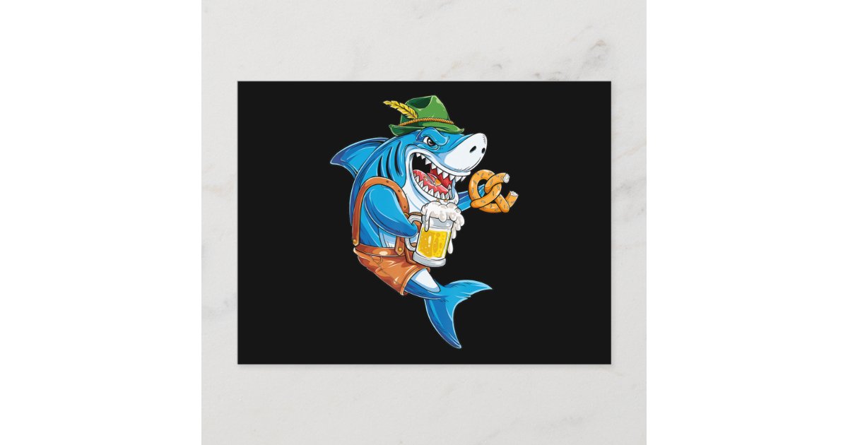 Funny Shark Drink Beer - Crazy Shark Gifts Invitation Postcard