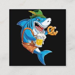 Funny Shark Drink Beer - Crazy Shark Gifts Square Business Card