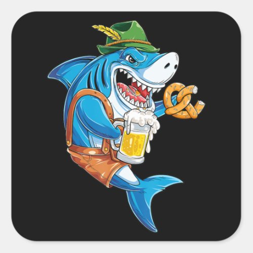 Funny Shark Drink Beer _ Crazy Shark Gifts Square Sticker