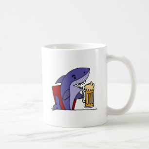 Funny Shark Drinking Beer Coffee Mug