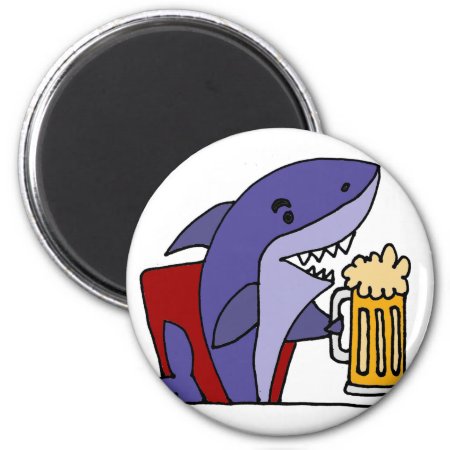 Funny Shark Drinking Beer Magnet
