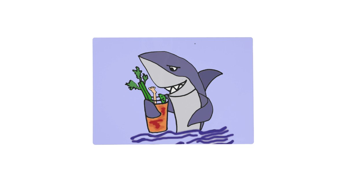 Funny Shark Drinking Bloody Mary Cartoon Placemat | Zazzle