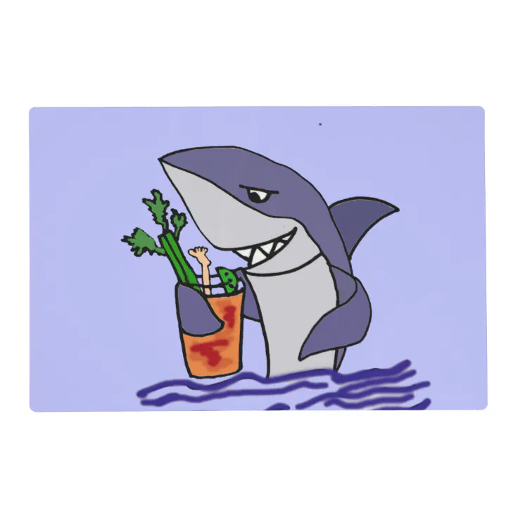 Funny Shark Drinking Bloody Mary Cartoon Placemat | Zazzle Funny Shark Drinking Bloody Mary Cartoon Placemat | Zazzle