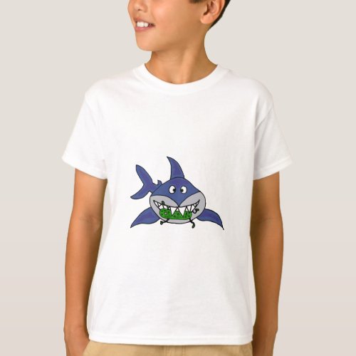Funny Shark Eating Pickle Man Cartoon T_Shirt