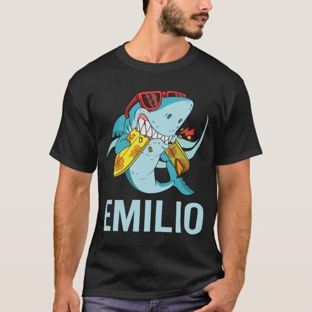 Funny Shark - Emilio Name T-Shirt (Front)