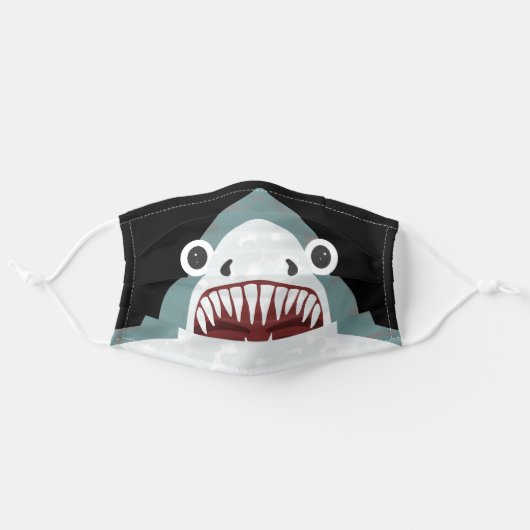 Funny Shark Face Kids Cartoon with Big Eyes Adult Cloth Face Mask (Front, Unfolded)