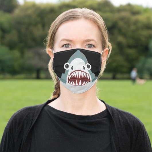 Funny Shark Face Kids Cartoon with Big Eyes Adult Cloth Face Mask (Outside)