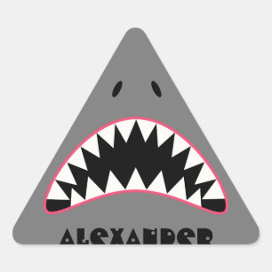 Funny Shark Face Triangle Sticker