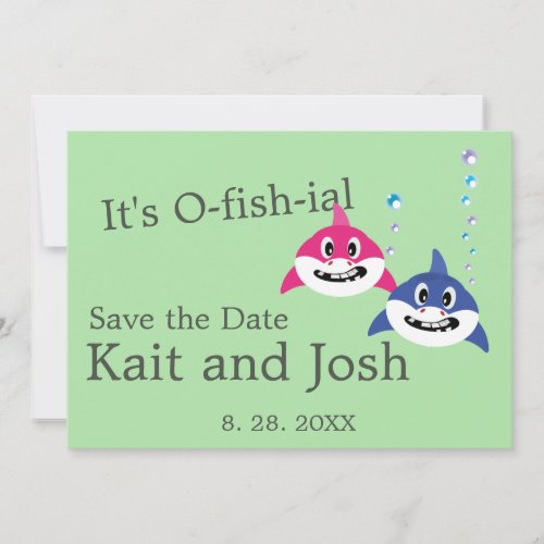 Funny Shark Fish Theme Wedding save the date Invitation