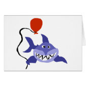 Funny Shark Holding Red Balloon (Front Horizontal)