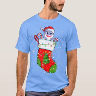 Funny Shark In Christmas Socks Santa Shark Xmas T-Shirt