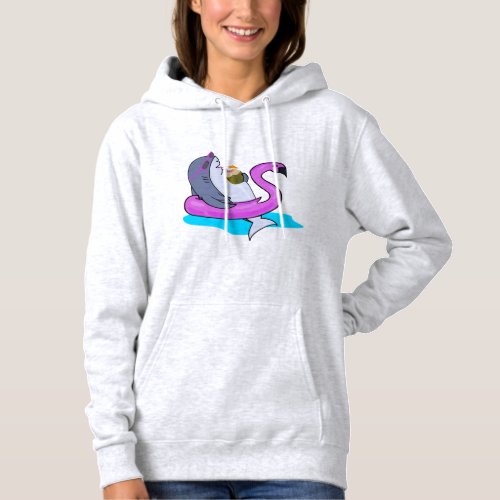 Funny Shark in Glasses Drinking Coconut Hoodie