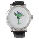 Funny Shark In Green Martini Glass Watch at Zazzle