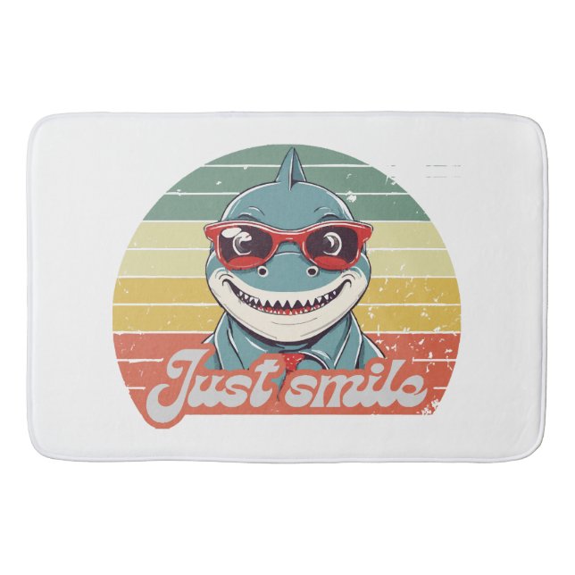 Funny shark invite you to smile bath mat (Front)