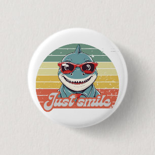 Funny shark invite you to smile button