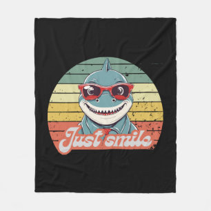Funny shark invite you to smile fleece blanket