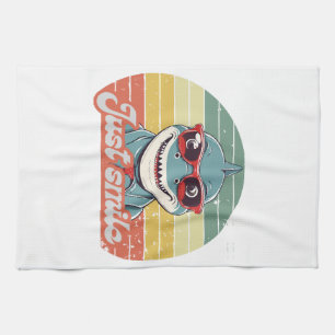 Funny shark invite you to smile kitchen towel
