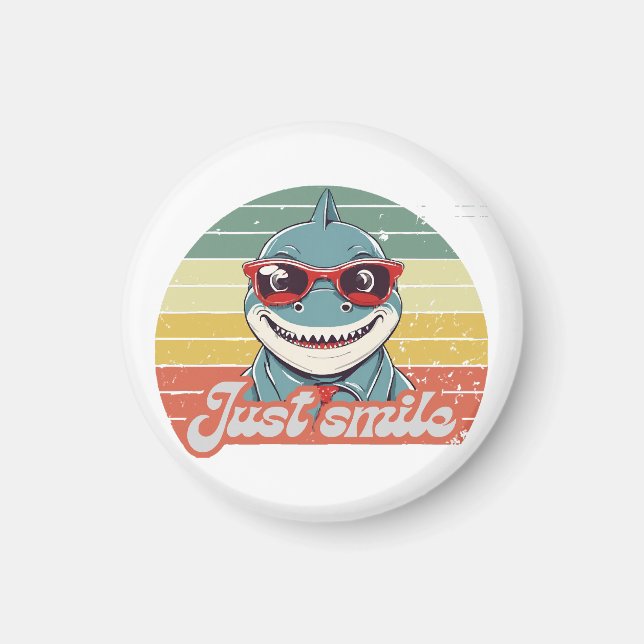 Funny shark invite you to smile magnet (Front)
