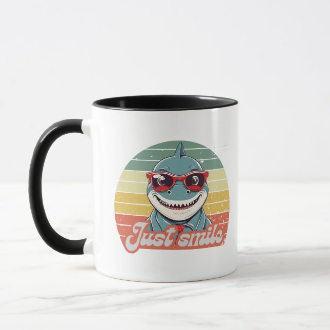 Funny shark invite you to smile mug (Left)