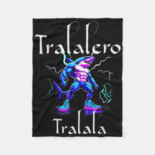 Funny Shark Meme – Tralalero Tralala Brainrot Vibe Fleece Blanket