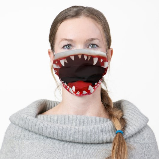 Funny Shark Mouth Adult Cloth Face Mask (Worn)