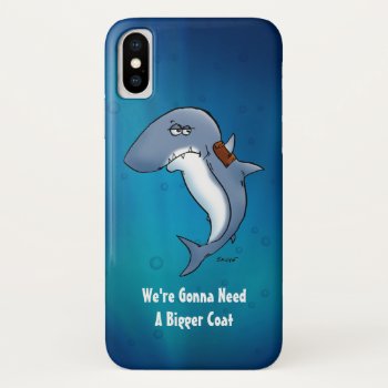 Funny Shark Needs A Bigger Coat Iphone Case by BastardCard at Zazzle
