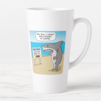 Funny Shark Needs Coffee Before Work Two-tone Coff Latte Mug by chuckink at Zazzle