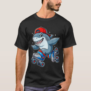 Funny Shark On Roller Skates Cute Cool Skater Anim T-Shirt