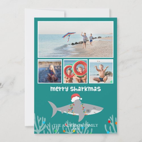 Funny Shark  Photo Christmas Flat Holiday Card