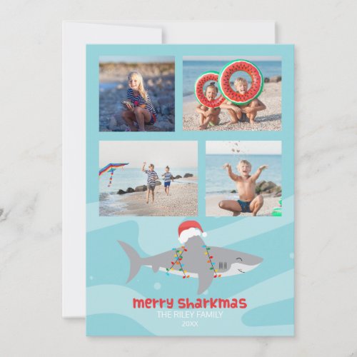 Funny Shark  Photo Christmas Flat Holiday Card