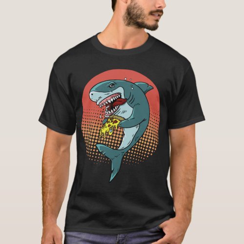 Funny Shark Pizza Shark Lovers Shark Eating Pizza T_Shirt