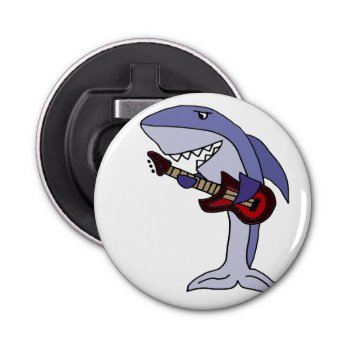 Funny Shark Playing Red Guitar Bottle Opener by sharksfun at Zazzle