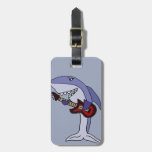 Funny Shark Playing Red Guitar Luggage Tag at Zazzle