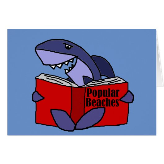 Funny Shark Reading Popular Beaches Book Cards (Front Horizontal)