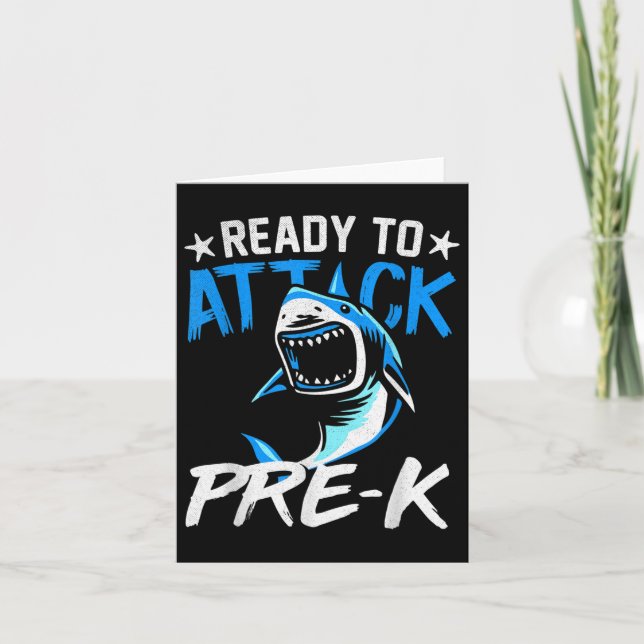 Funny Shark Ready To Attack Pre-k Boys Back To Sch Card (Front)