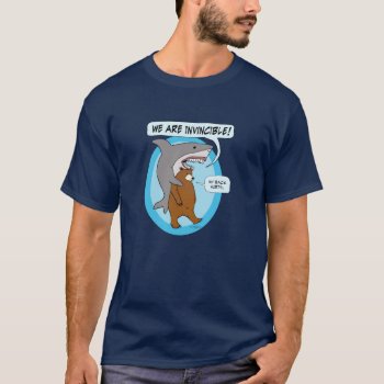 Funny Shark Riding Bear T-shirt by chuckink at Zazzle