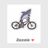 Funny Shark Riding Bicycle Cartoon