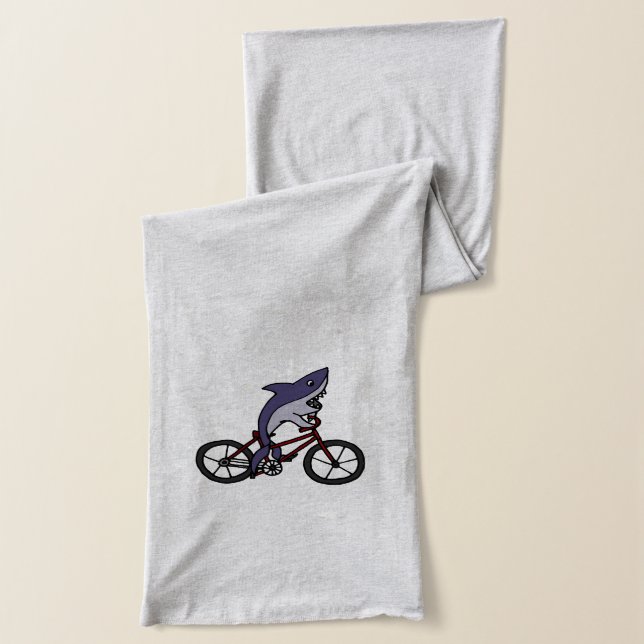 Funny Shark Riding Bicycle Scarf (Left)