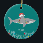 Funny Shark Round Christmas Ornament<br><div class="desc">Shark enthusiasts will love this humorous ornament.
What a jawsome way to decorate your tree!</div>