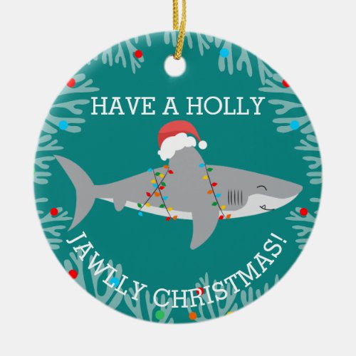 Funny Shark Round Ornament With Name
