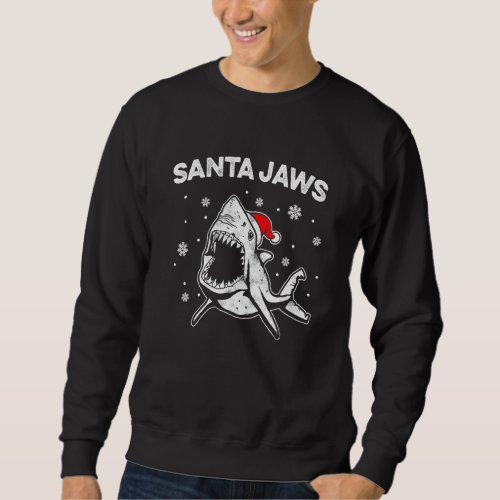 Funny Shark Santa Jaws Hat Pajamas Pj Christmas An Sweatshirt