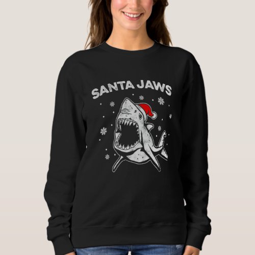 Funny Shark Santa Jaws Hat Pajamas Pj Christmas An Sweatshirt