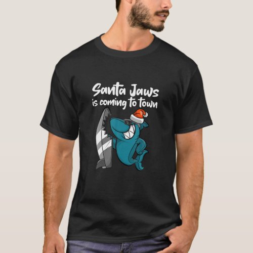 Funny Shark Santa Jaws Hat Pajamas PJ Christmas An T_Shirt